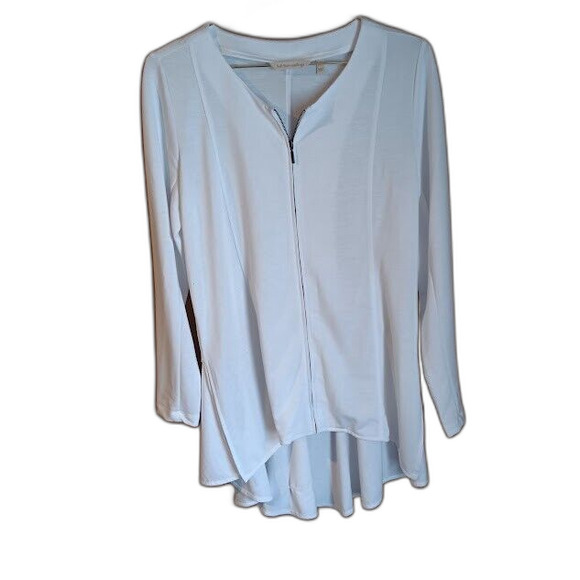 Soft Surroundings Calista White Zip Long Sleeve Blouse Jacket Xs Extra Small - Picture 1 of 9